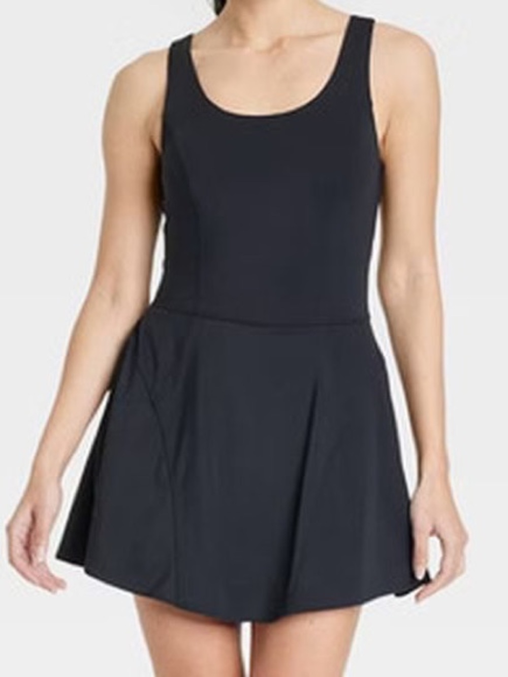 JoyLab Women's Knit Lace Up Detail Active Dress - Black Medium